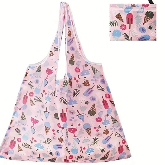 Pink & Blue Ice Cream Cones Grocery Shopping Tote Bag - Picture 2 of 3